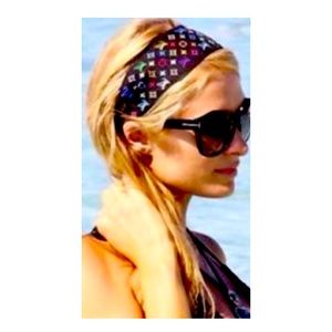 LOUIS VUITTON Silk Multicolore Monogram Pattern Bandeau